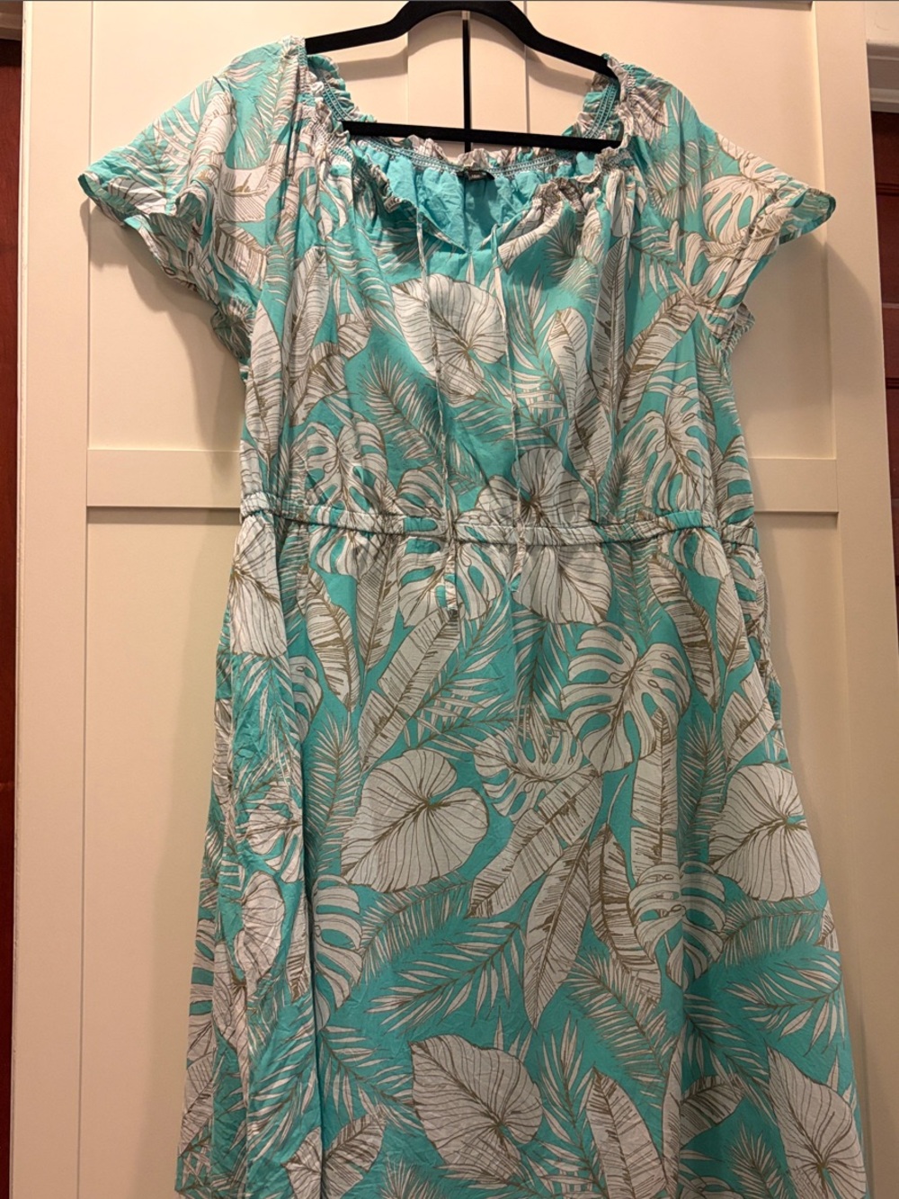 Talbots Turquoise and White Tropical Midi Dress